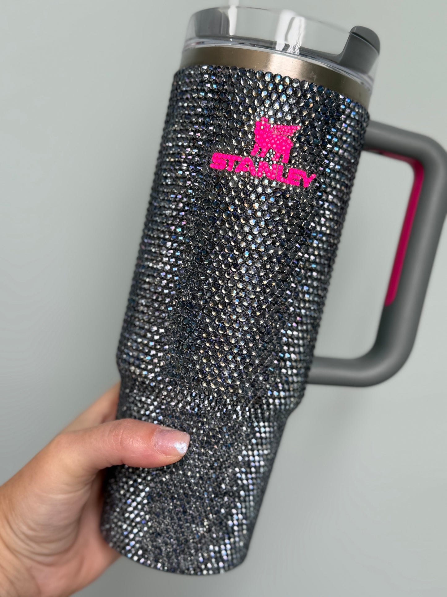 Grey & Pink 30oz Stanley Rhinestone Tumbler